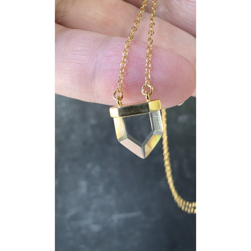 Gold Tone 925 Sterling Silver CZ Pendant Adjustable Necklace Vintage